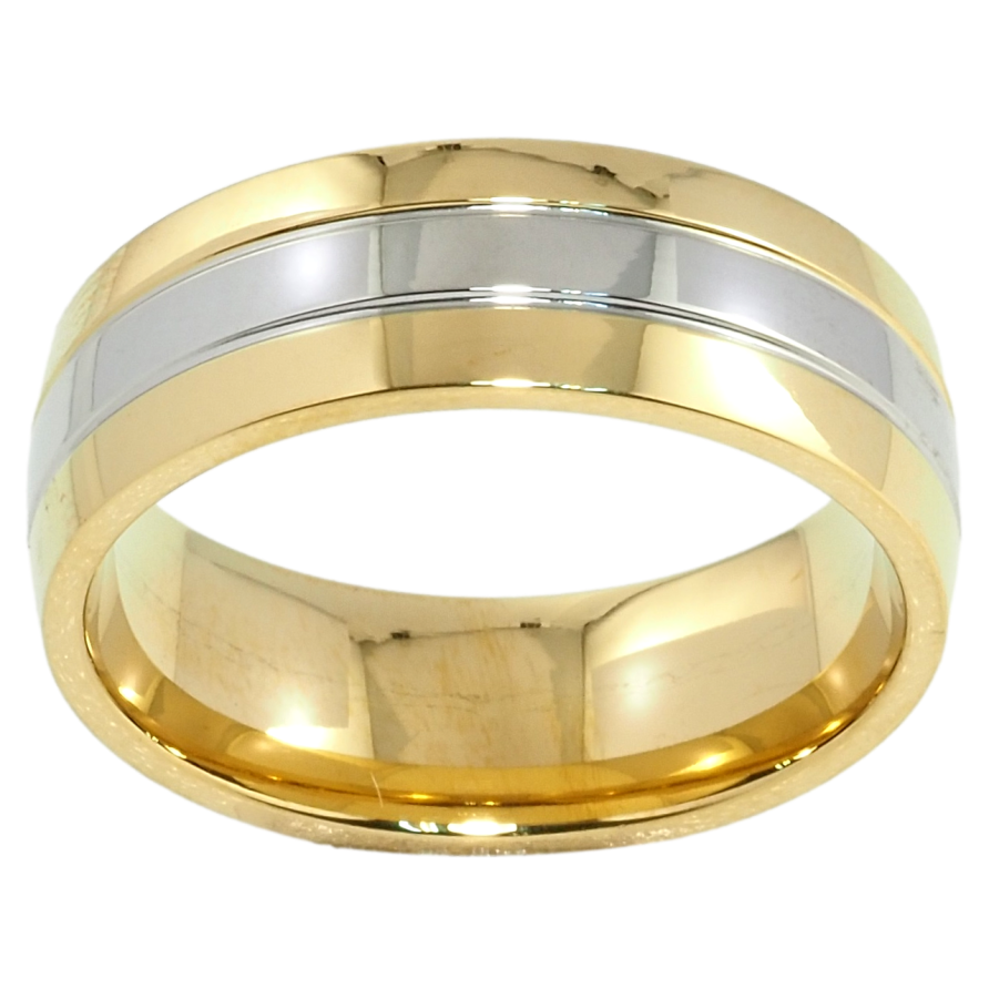 Каблучка Xuping TTM Stainless Steel Колір 14К + Родій Обручка, ш. 7мм фото №1