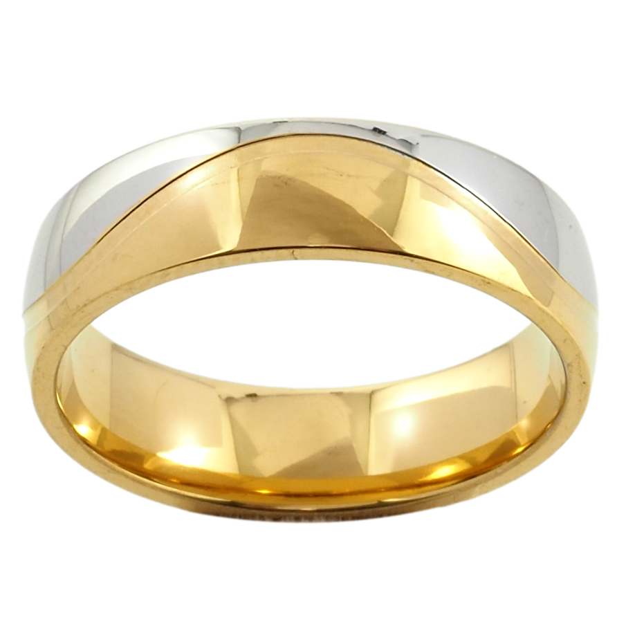 Кольцо Xuping TTM Stainless Steel Цвет 14К + Родий Обручальное, ш.6мм фото №1