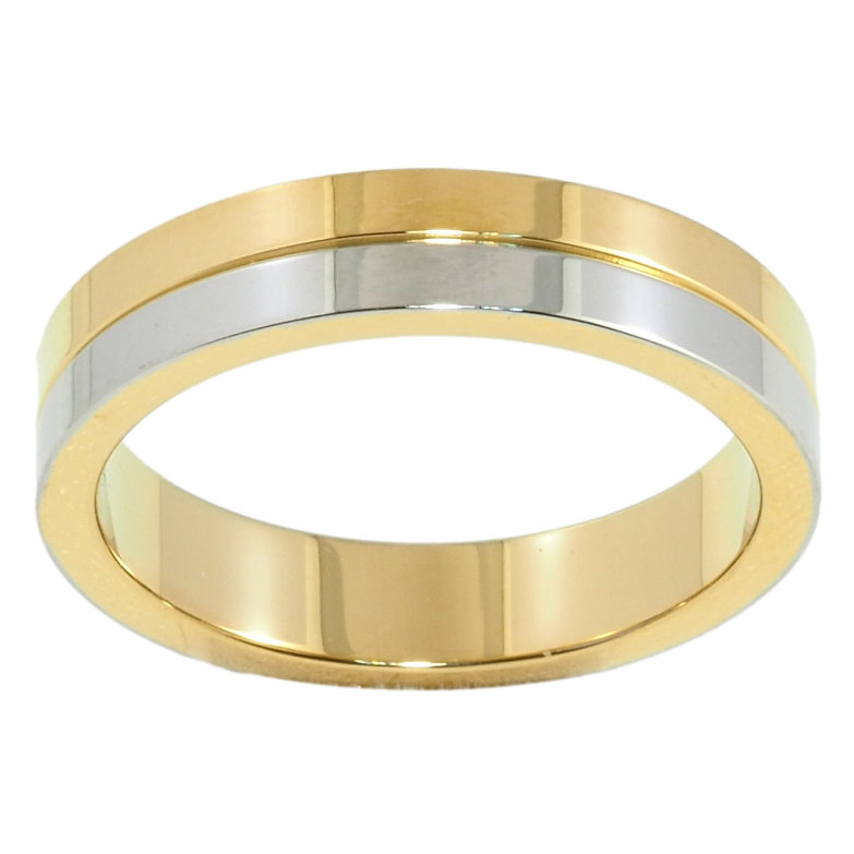 Кольцо Xuping TTM Stainless Steel Цвет 14К + Родий Обручальное, с узором ш.4мм фото №1