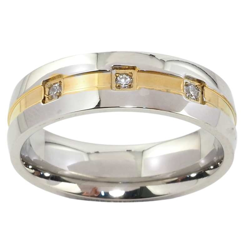 Каблучка Xuping TTM Stainless Steel Колір 14К + Родій Обручка, з візерунком та цирконієм,ш.6мм фото №22