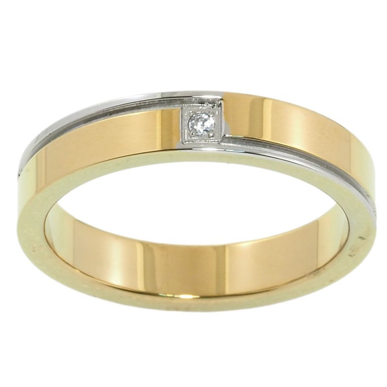 Кольцо Xuping TTM Stainless Steel Цвет 14К + Родий Обручальное, с цирконием, ш.4мм фото №9