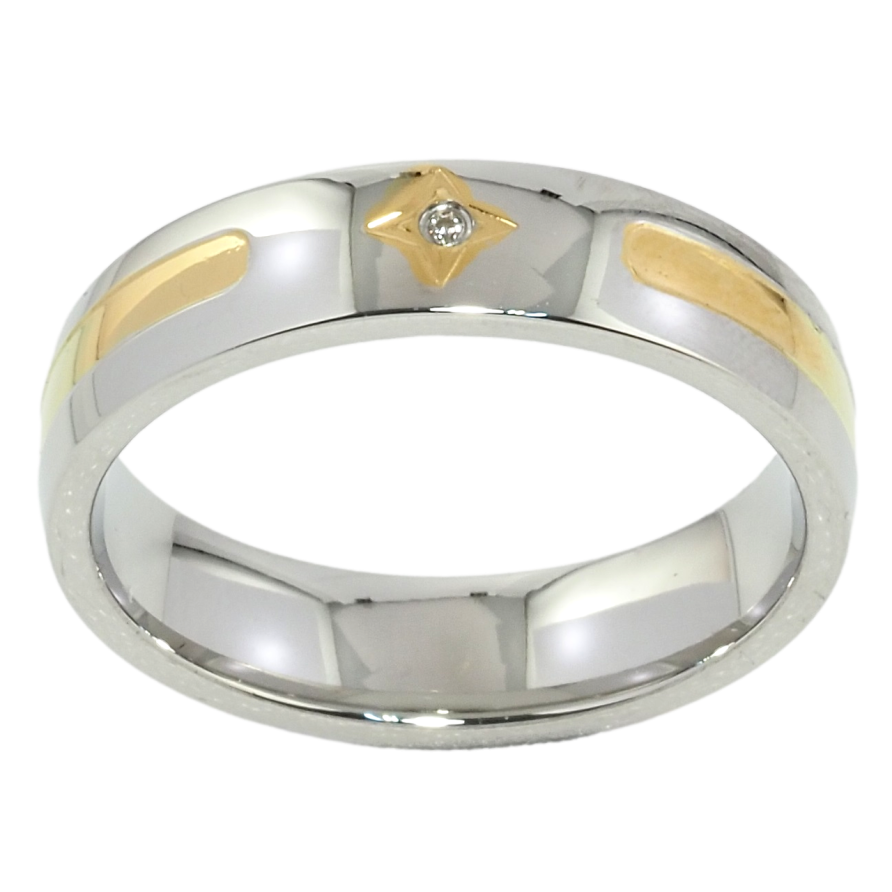 Каблучка Xuping TTM Stainless Steel Колір 14К + Родій Обручка, з візерунком та цирконієм,ш.5мм фото №1