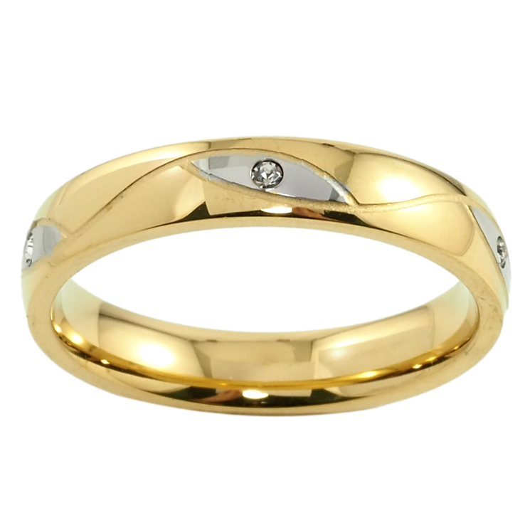 Каблучка Xuping TTM Stainless Steel Колір 14К + Родій Візерунок з цирконієм, ш.4мм фото №21