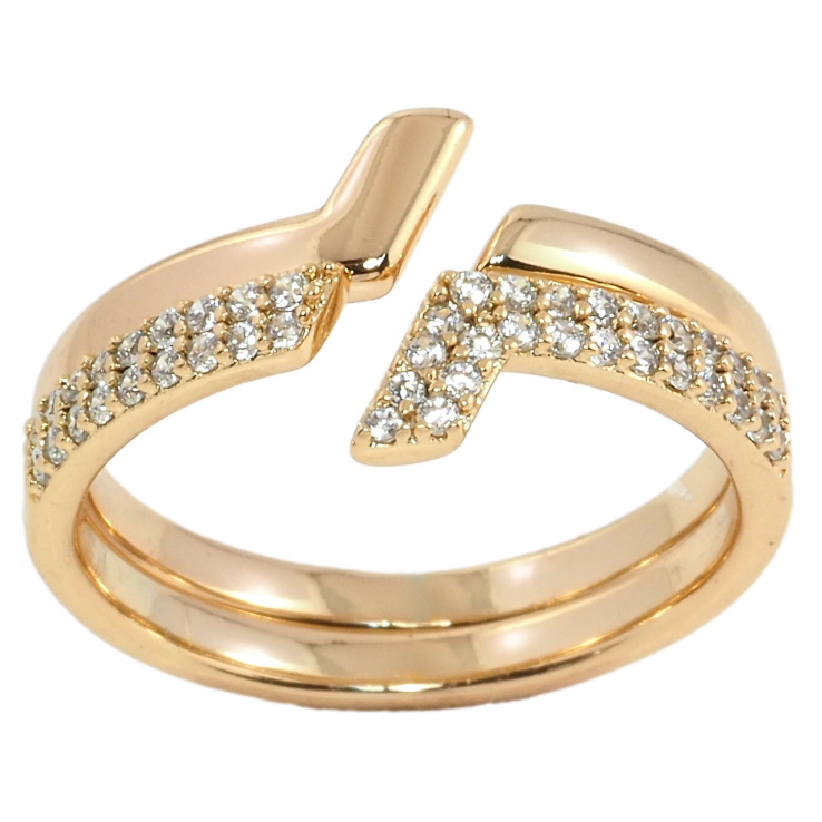 Кольцо Xuping Позолота 18K Двойное с цирконием фото №15