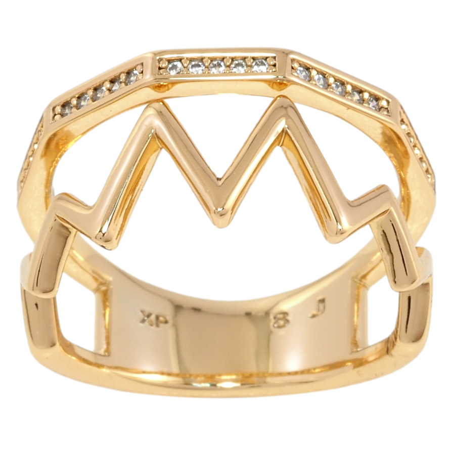 Кольцо Xuping Позолота 18K Дорожка циркония с зигзагом фото №1