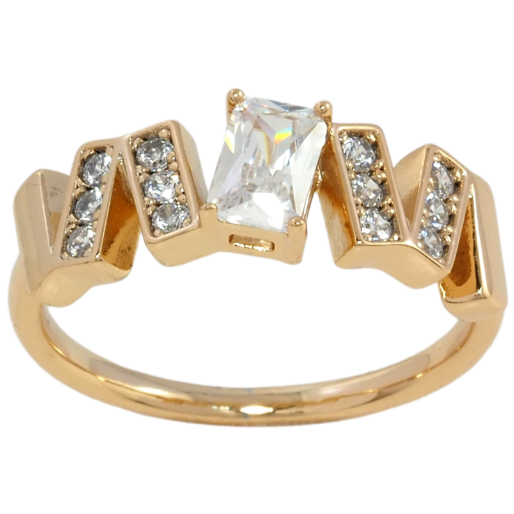 Кольцо Xuping Позолота 18K Декоративный узор с цирконием и фианитом фото №2