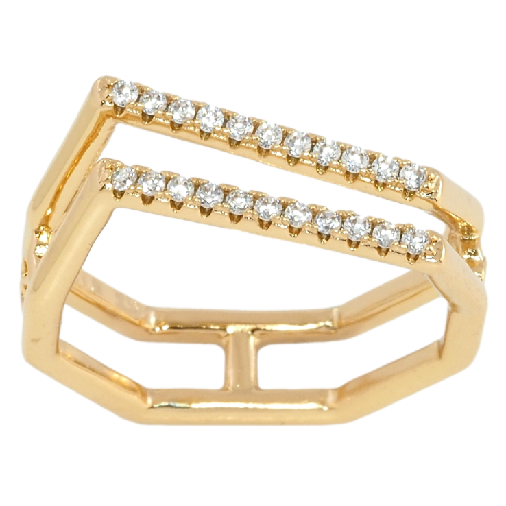 Кольцо Xuping Позолота 18K Фигурное с дорожками циркония фото №18