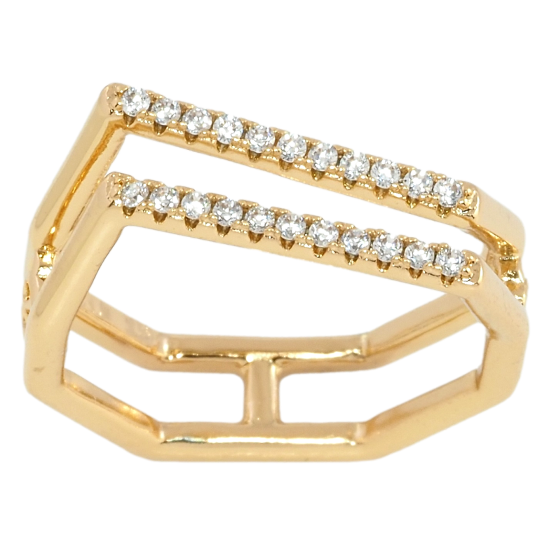 Кольцо Xuping Позолота 18K Фигурное с дорожками циркония фото №2