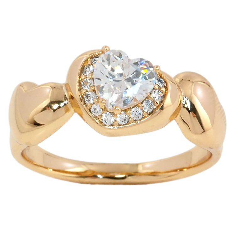 Кольцо Xuping Позолота 18K Сердечки фото №15