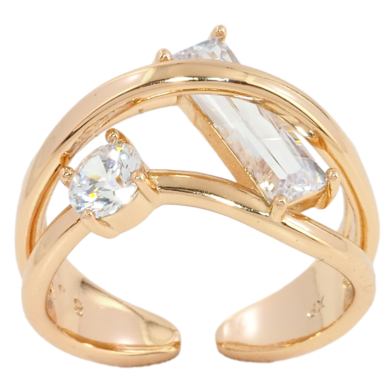 Кольцо Xuping Позолота 18K Два фианита фото №1