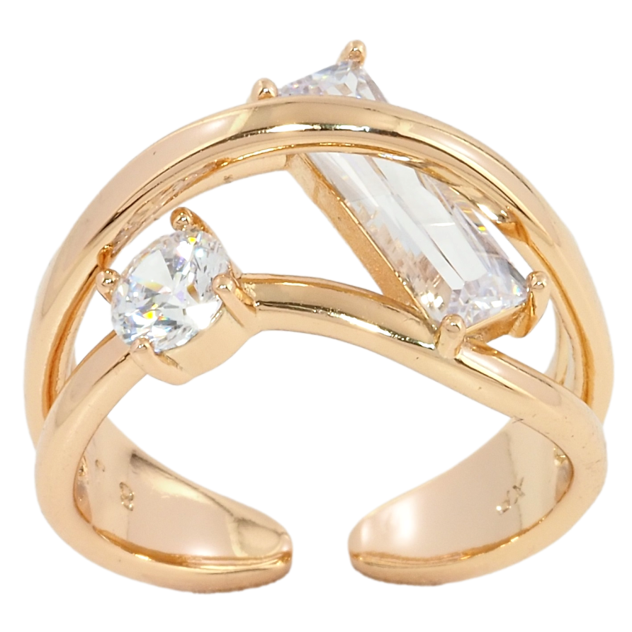 Кольцо Xuping Позолота 18K Два фианита фото №1