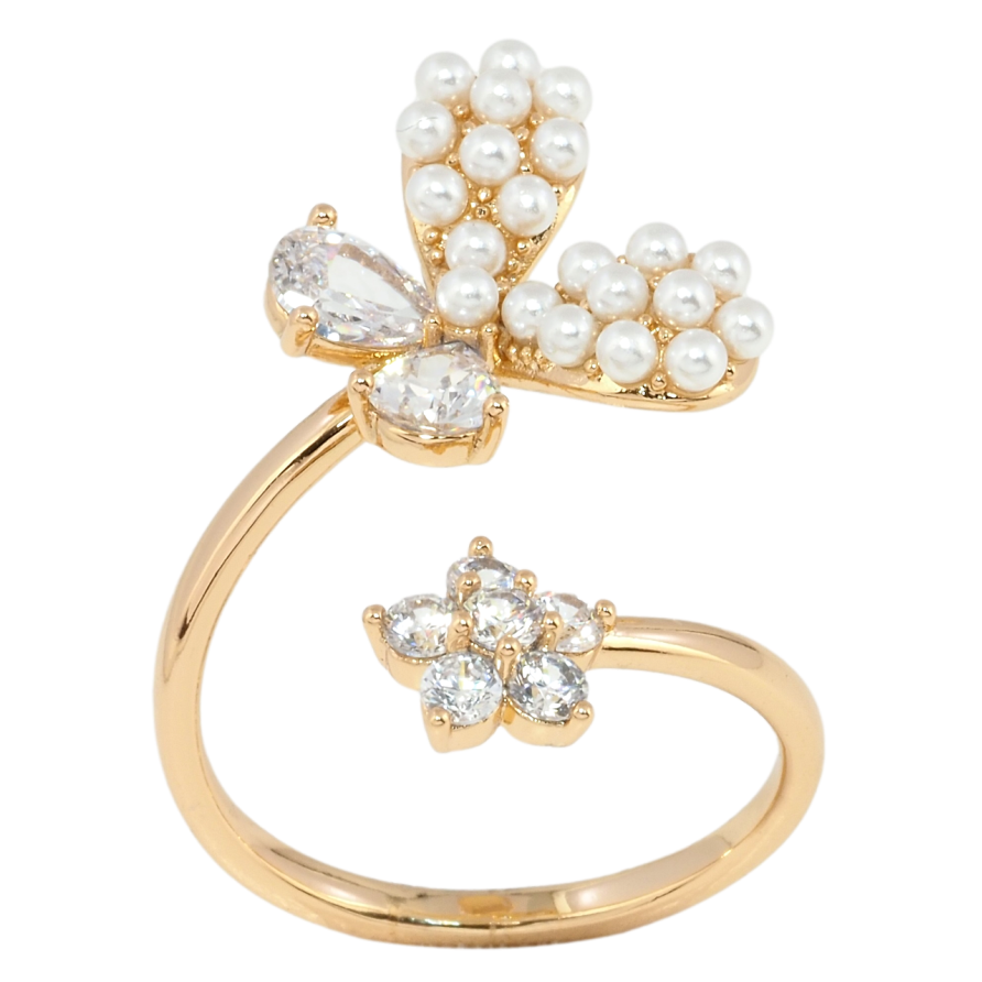 Кольцо Xuping Позолота 18K Бабочка с цветочком фото №1