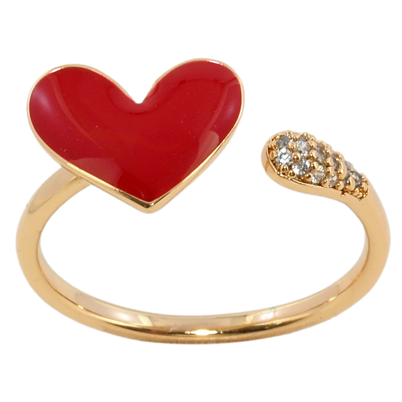 Кольцо Xuping Позолота 18K Сердце с красной эмалью фото №14