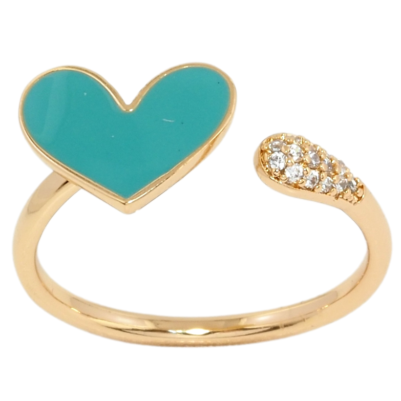 Кольцо Xuping Позолота 18K Сердце с бирюзовой эмалью фото №1