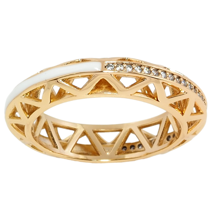 Кольцо Xuping Позолота 18K Объёмное, резной узор с дорожкой циркония и эмали фото №23