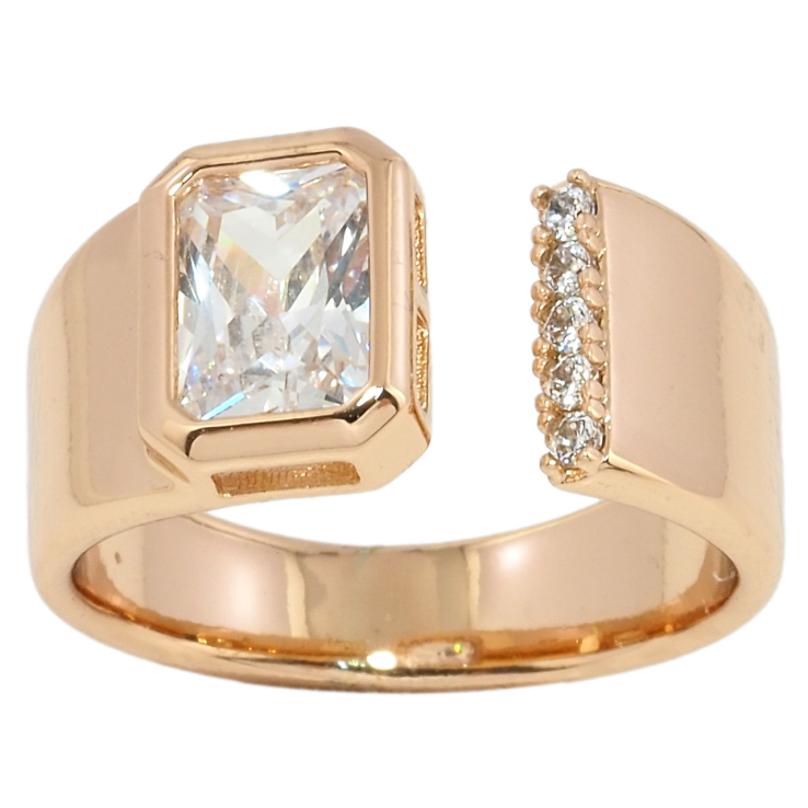 Кольцо Xuping Позолота 18K Фианит с дорожкой циркония фото №12