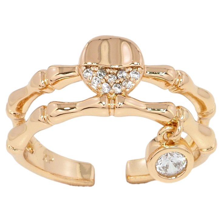 Кольцо Xuping Позолота 18K Декоративная двойная шинка с подвеской фото №6