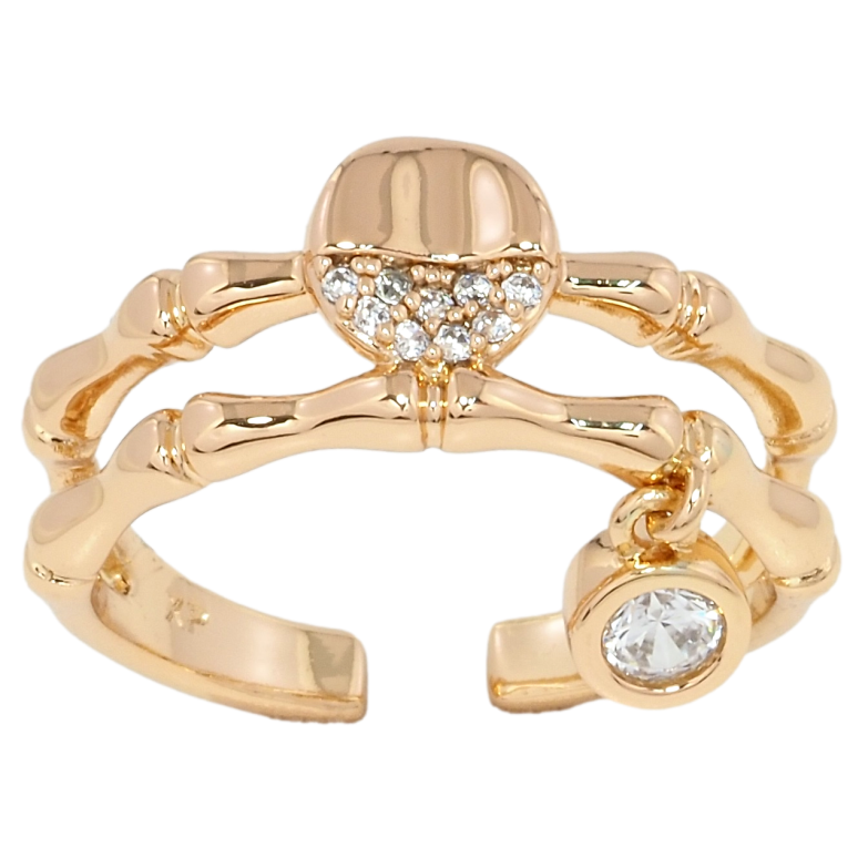 Кольцо Xuping Позолота 18K Декоративная двойная шинка с подвеской фото №1