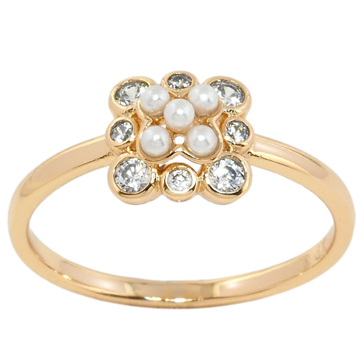 Кольцо Xuping Позолота 18K Узор с жемчугом и цирконием фото №3