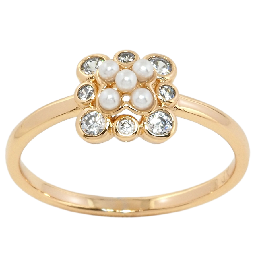 Кольцо Xuping Позолота 18K Узор с жемчугом и цирконием фото №1
