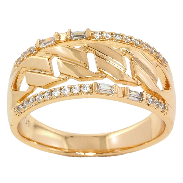 Кольцо Xuping Позолота 18K Дорожки циркония с узором цепочка фото №13