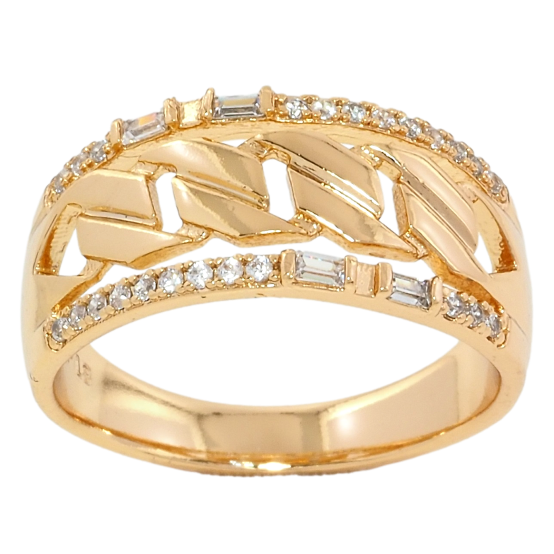 Кольцо Xuping Позолота 18K Дорожки циркония с узором цепочка фото №1