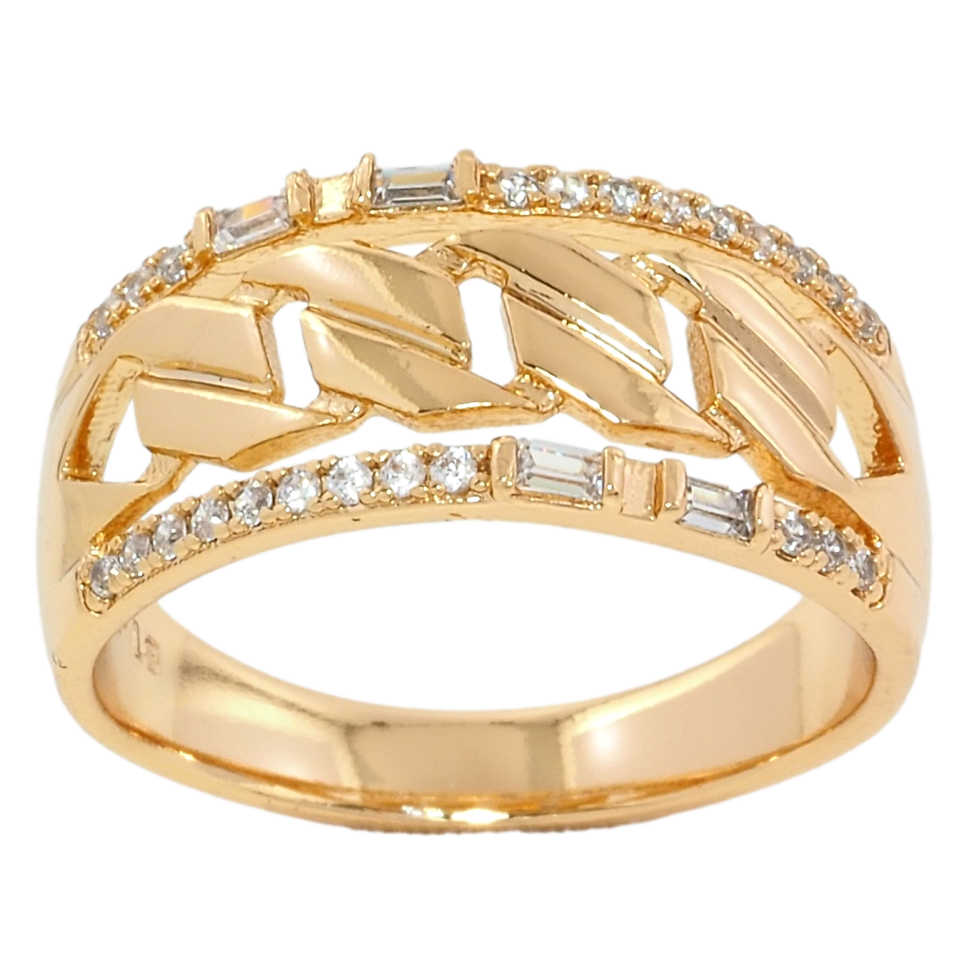 Кольцо Xuping Позолота 18K Дорожки циркония с узором цепочка фото №1