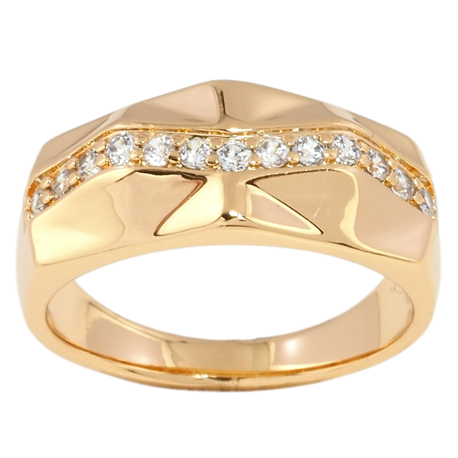 Кольцо Xuping Позолота 18K Фигурный узор с дорожкой циркония фото №1