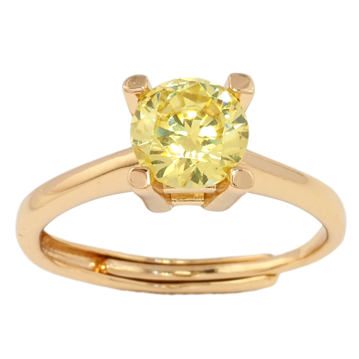 Кольцо Xuping Позолота 18K Желтый фианит ø 7мм фото №4