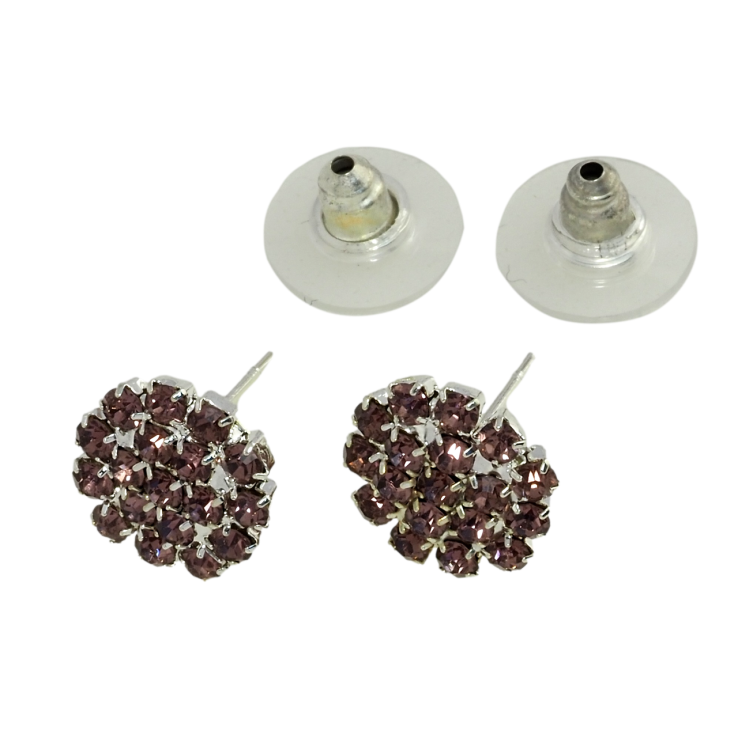 Сережки пусети Кола із бордовими стразами ø 11мм фото №14