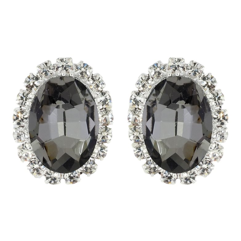 Сережки пусети Чорні кристали в обрамленні страз фото №1