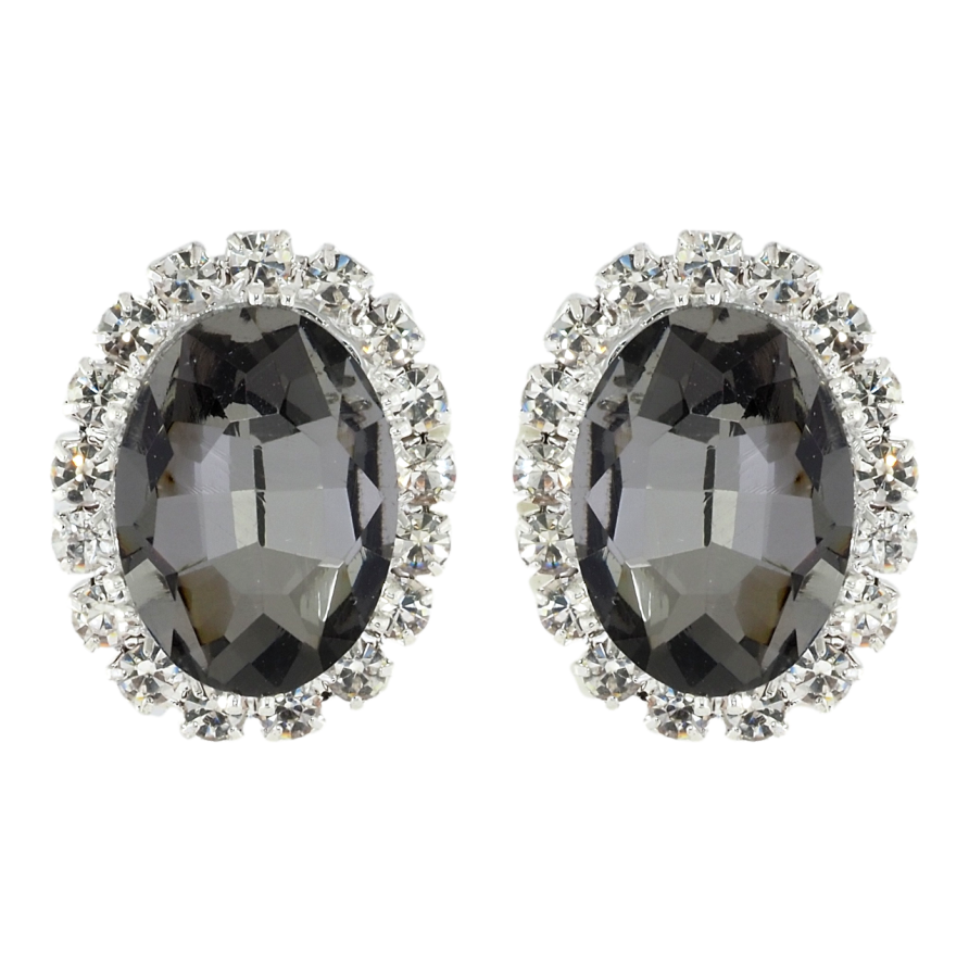 Сережки пусети Чорні кристали в обрамленні страз фото №1