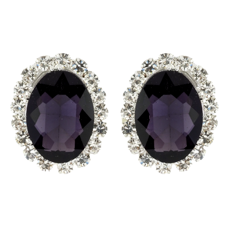 Сережки пусети Бузкові кристали в обрамленні страз фото №1