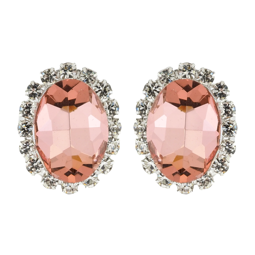 Сережки пусети Рожеві кристали в обрамленні страз фото №1 Сережки пусети Рожеві кристали в обрамленні страз фото №1