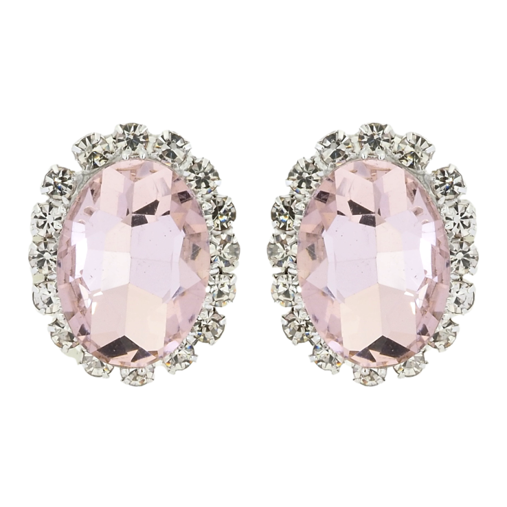 Сережки пусети Світло-рожеві кристали в обрамленні страз фото №6 Сережки пусети Світло-рожеві кристали в обрамленні страз фото №6