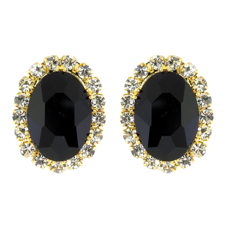 Сережки пусети Чорні кристали в обрамленні страз фото №5 Сережки пусети Чорні кристали в обрамленні страз фото №5