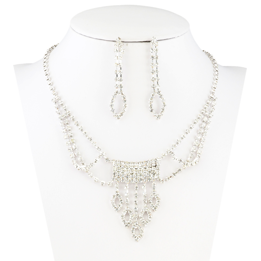 Набір Кольє Сережки Інкрустація стразами довжина кольє 34-50см х 3мм фото №1