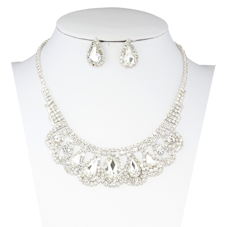 Набір Кольє Сережки Інкрустація стразами довжина кольє 32-48см х 2мм фото №1 Набір Кольє Сережки Інкрустація стразами довжина кольє 32-48см х 2мм фото №1