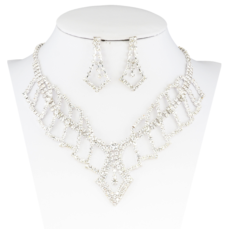 Набір Кольє Сережки Інкрустація стразами довжина кольє 32-48см х 3мм фото №1