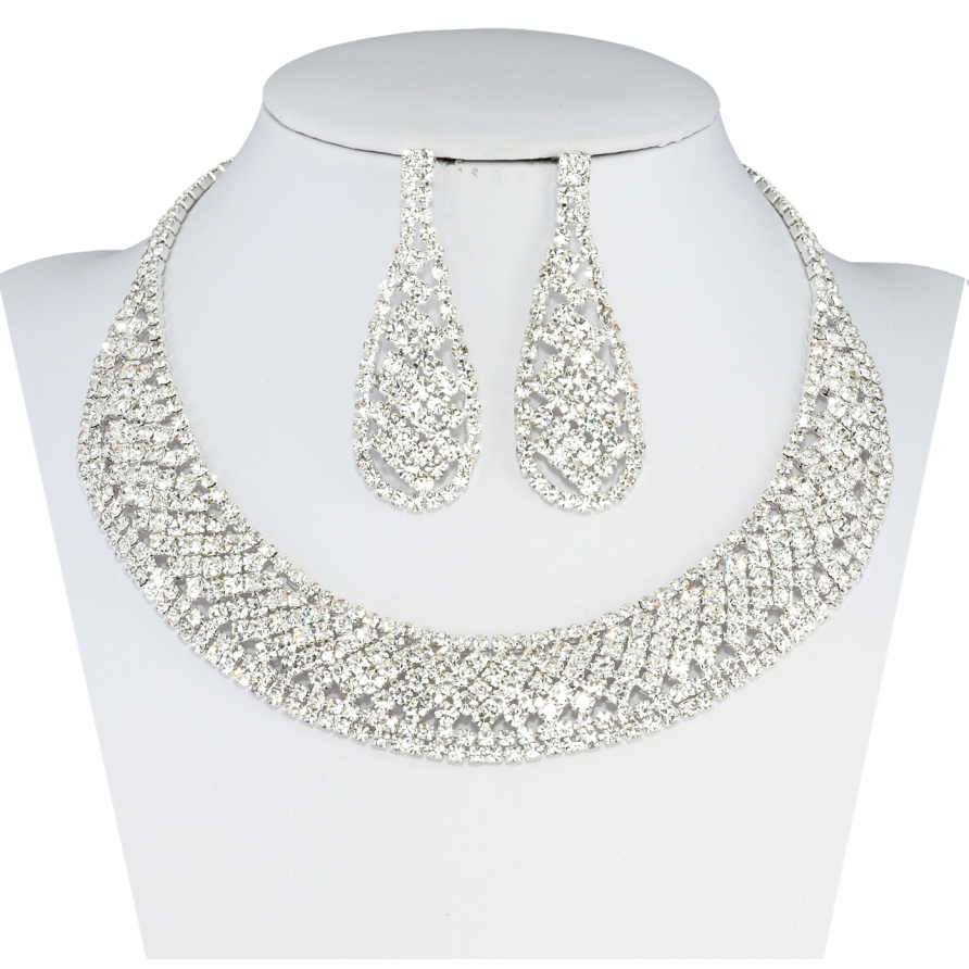 Набір Кольє Сережки Інкрустація стразами довжина кольє 33-54см х 5-20мм фото №1 Набір Кольє Сережки Інкрустація стразами довжина кольє 33-54см х 5-20мм фото №1