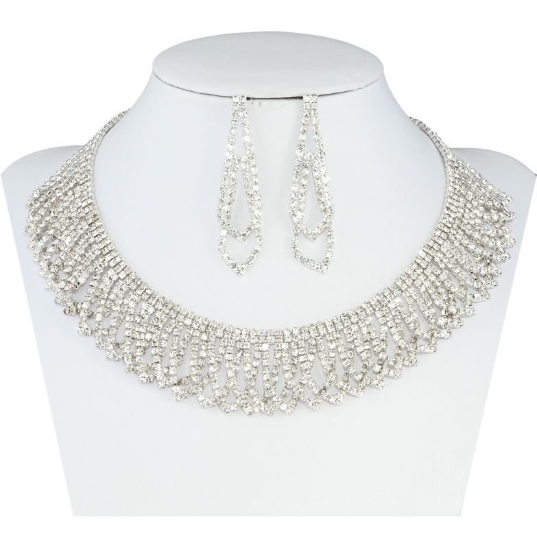 Набір Кольє Сережки Інкрустація стразами довжина кольє 32-48см х 5-25мм фото №1