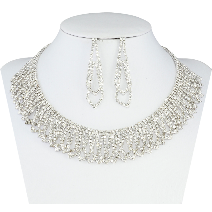 Набір Кольє Сережки Інкрустація стразами довжина кольє 32-48см х 5-25мм фото №1