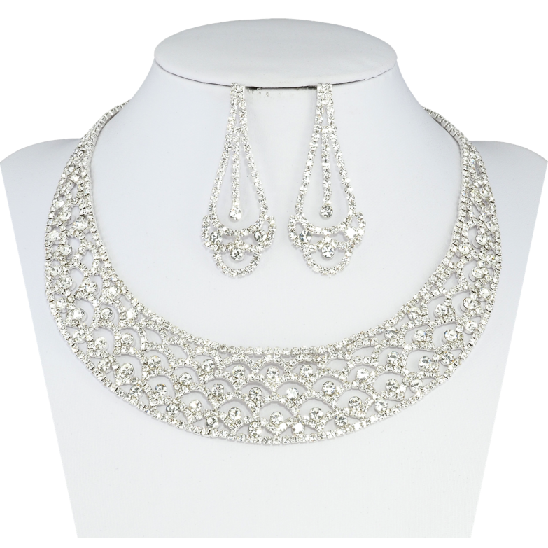 Набір Кольє Сережки Інкрустація стразами довжина кольє 32-48см х 5-28мм фото №1