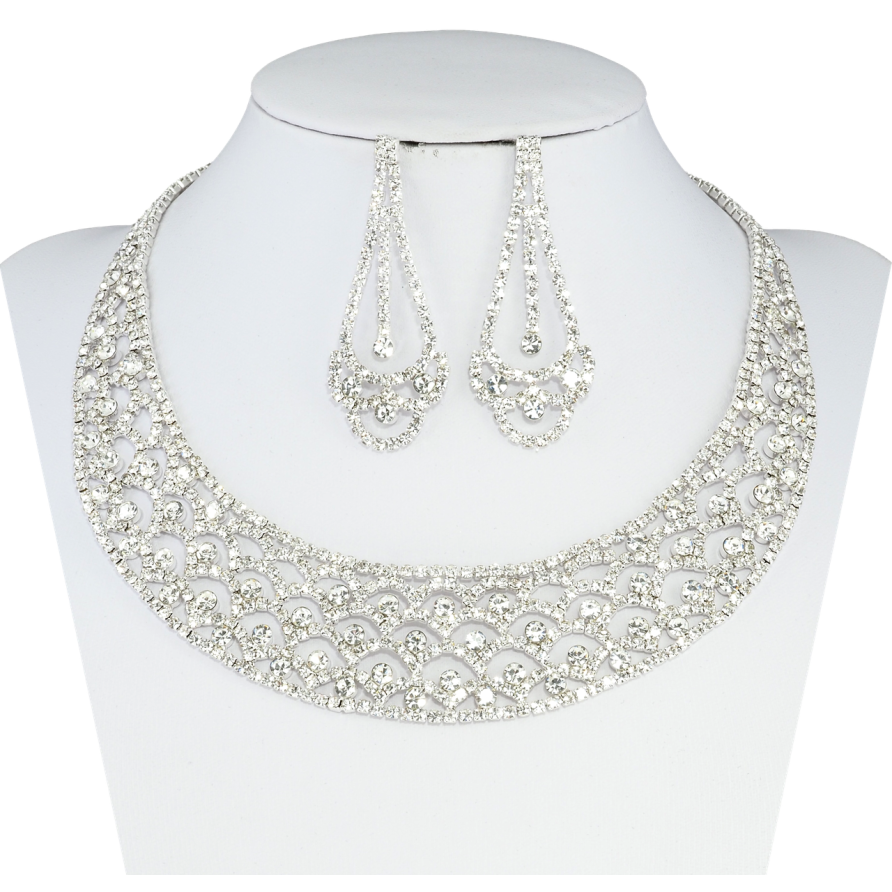 Набір Кольє Сережки Інкрустація стразами довжина кольє 32-48см х 5-28мм фото №1