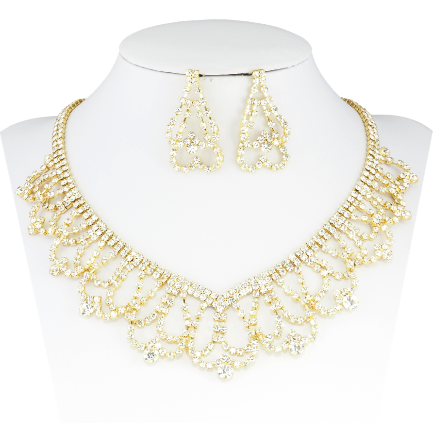 Набір Кольє Сережки Інкрустація стразами довжина кольє 34-50см х 5-30мм фото №1