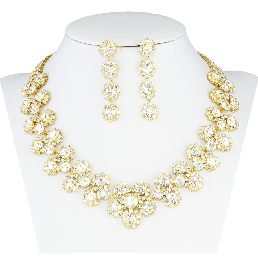 Набір Кольє Сережки Інкрустація стразами довжина кольє 35-50см х 5-20мм фото №1