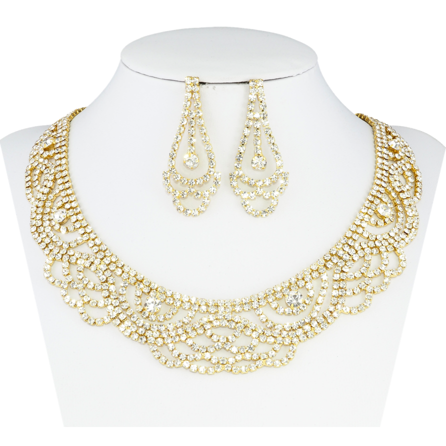 Набір Кольє Сережки Інкрустація стразами довжина кольє 35-50см х 5-25мм фото №1