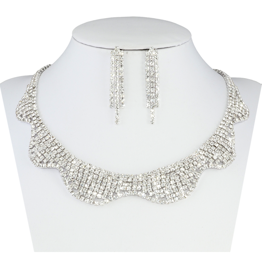 Набір Кольє Сережки Інкрустація стразами довжина кольє 36-52см х 5-22мм фото №1