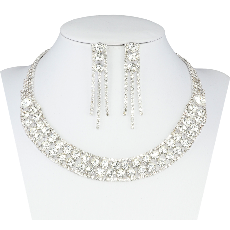 Набір Кольє Сережки Інкрустація стразами довжина кольє 35-51см х 5-17мм фото №1 Набір Кольє Сережки Інкрустація стразами довжина кольє 35-51см х 5-17мм фото №1