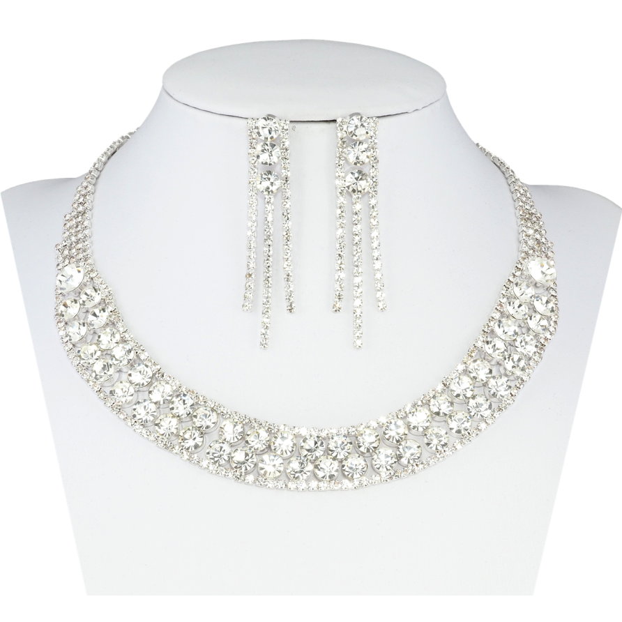 Набір Кольє Сережки Інкрустація стразами довжина кольє 35-51см х 5-17мм фото №1 Набір Кольє Сережки Інкрустація стразами довжина кольє 35-51см х 5-17мм фото №1